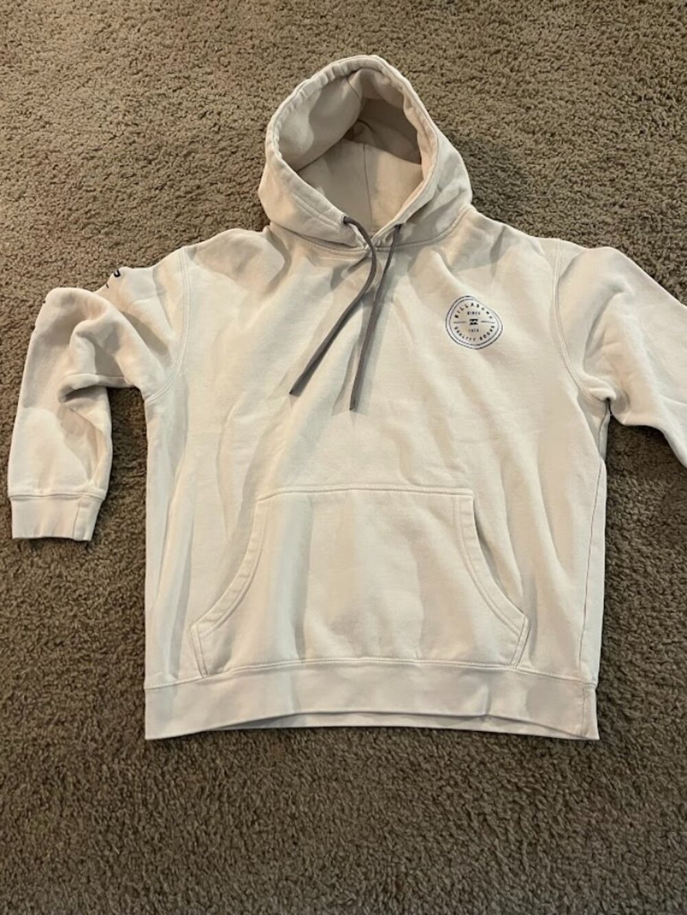Billabong Since 1973 Quality Goods Pullover Hoodie Men L Cream